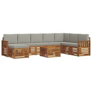 vidaXL Ensemble de canapés d'extérieur 9 Pièces Gris Naturel et Clair