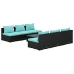 vidaXL Salon de jardin 7 Pièces avec coussins Résine tressée Noir
