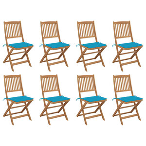 vidaXL Chaises pliables d'extérieur et coussins lot de 8 Bois d'acacia