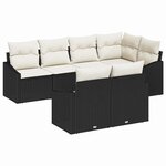 vidaXL Ensemble de canapé de jardin 7 Pièces Noir Poly rotin