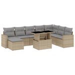 vidaXL Salon de jardin avec coussins 9 Pièces beige résine tressée