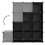 vidaXL Cubes de rangement 12 Pièces Noir PP