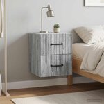 vidaXL Cabinet de chevet mural 2 Pièces Sonoma gris 34 5 x 33 x 40 cm