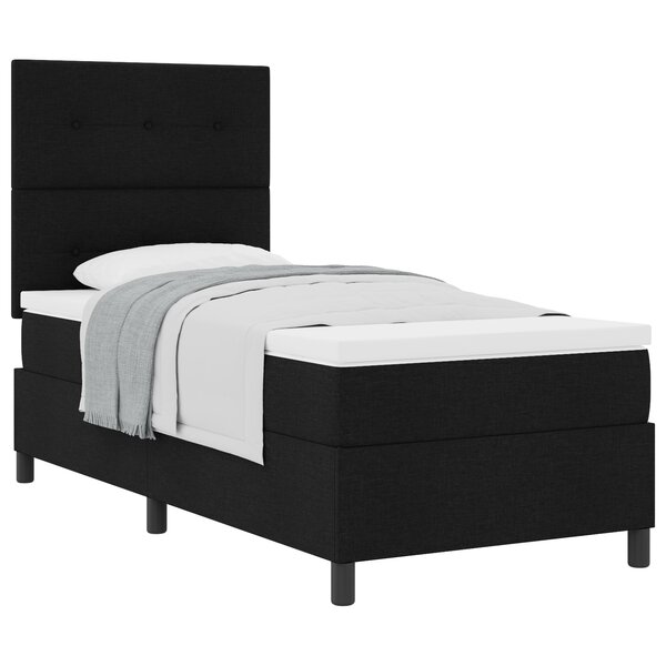vidaXL Lit ressort avec matelas noir 90x200 cm