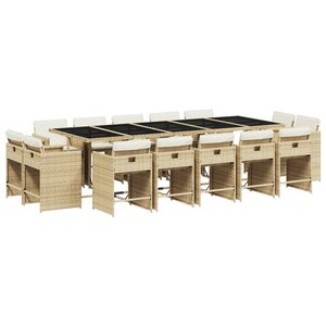 vidaXL Ensemble à manger de jardin et coussins 15 Pièces beige