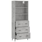 vidaXL Buffet haut Gris béton 69 5x34x180 cm Bois d'ingénierie