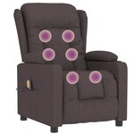 vidaXL Fauteuil de massage Marron foncé Tissu