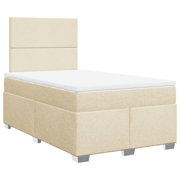 vidaXL Sommier à lattes de lit avec matelas Crème 120x200 cm Tissu