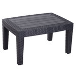 Salon de jardin 4 pers. 4 pièces style contemporain coussins grand confort inclus polyester gris clair résine tressée noir