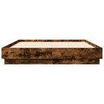 vidaXL Cadre de lit avec lumières LED chêne fumé 140x190 cm