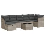 vidaXL Salon de jardin 8 Pièces avec coussins gris clair résine tressée