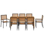 vidaXL Ensemble de salle à manger pour jardin 9 Pièces Noir Poly rotin