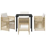 vidaXL Ensemble de salle à manger pour jardin 5 Pièces Beige Poly rotin