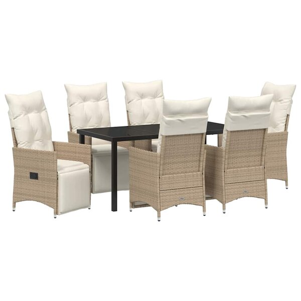 vidaXL Ensemble de salle à manger pour jardin 7 Pièces Beige Poly rotin