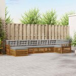 vidaXL Ensemble de canapés d'extérieur 7 Pièces Gris Naturel et Clair