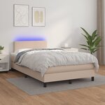 vidaXL Sommier à lattes de lit avec matelas LED cappuccino 120x190 cm