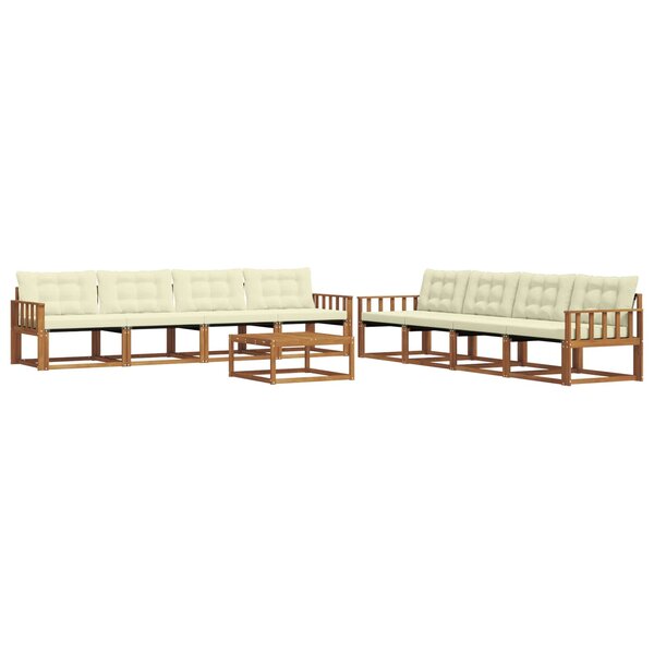 vidaXL Ensemble de canapés d'extérieur 9 Pièces Naturel et Crème