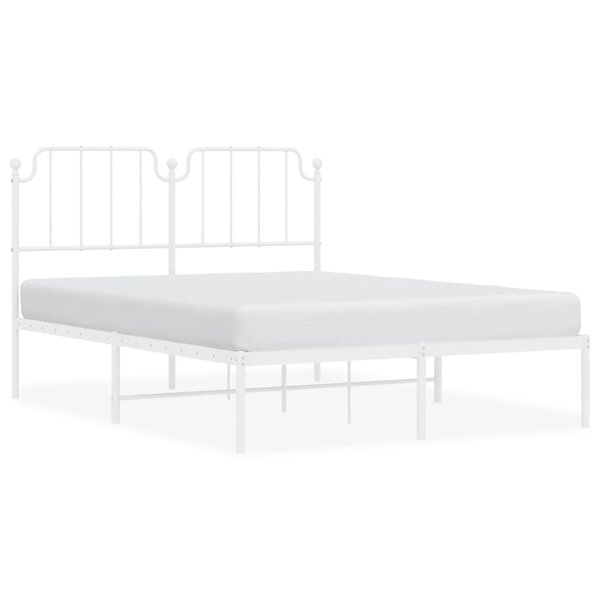 vidaXL Cadre de lit métal avec tête de lit blanc 135x190 cm
