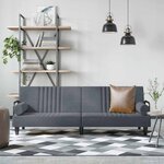 vidaXL Canapé-lit avec accoudoirs gris foncé velours