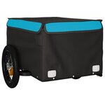 vidaXL Remorque de vélo noir et bleu 30 kg fer