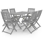 vidaXL Ensemble à manger de jardin 7 Pièces Bois d'acacia massif Gris