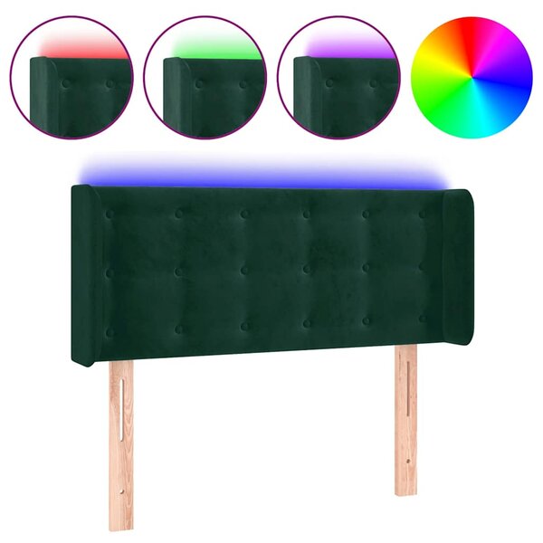 vidaXL Tête de lit à LED Vert foncé 103x16x78/88 cm Velours