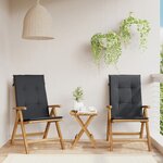 vidaXL Chaises de jardin inclinables lot de 2 et coussins teck massif