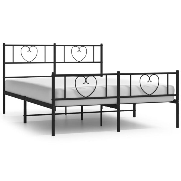 vidaXL Cadre de lit métal avec tête de lit/pied de lit noir 140x200 cm