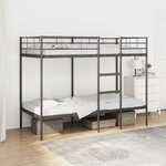 VidaXL Lit superposé sans matelas noir 90x200 cm acier