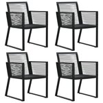 vidaXL Chaises de jardin lot de 4 Corde en rotin Noir