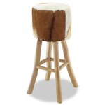 vidaXL Tabouret de bar Cuir véritable et bois de teck solide