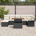 vidaXL Ensemble de canapé de jardin 8 Pièces Noir Poly rotin