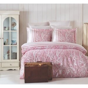 Parure de lit - housse de couette 220 x 240 + 2 taies d'oreiller 60 x 60 coton renforcé - Rose