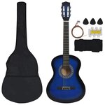 vidaXL Jeu de guitare classique d'enfant et débutant 8Pièces Bleu 3/4 36"