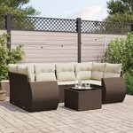 vidaXL Salon de jardin avec coussins 7 Pièces marron résine tressée