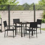 vidaXL Ensemble de salle à manger pour jardin 5 Pièces Noir polyrotin
