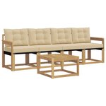 vidaXL Ensemble de canapés d'extérieur 5 Pièces Blanc et Beige