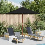 vidaXL Parasol de jardin avec mât en bois noir 150x200 cm