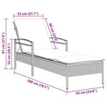 vidaXL Chaise longue avec coussin Gris 63 x 200 x 81 cm Résine tressée (États-Unis uniquement)