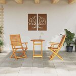 vidaXL Ensemble bistro pliant 3 Pièces Marron Bois d'Acacia Massif