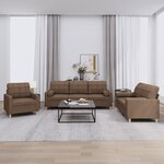 vidaXL Ensemble de canapés 3 Pièces avec coussins marron tissu