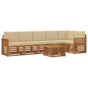 vidaXL Ensemble de canapés d'extérieur 7 pc Naturel et Beige Polyester