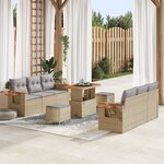 vidaXL Ensemble de Canapé de Jardin 9 Pièces avec Coussins Beige Rattan Acacia