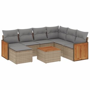 vidaXL Salon de jardin avec coussins 8 Pièces beige résine tressée