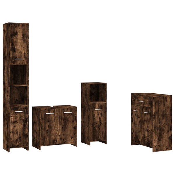 vidaXL Ensemble de meubles de salle de bain 4 Pièces Chêne fumé Bois