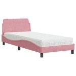 vidaXL Lit avec matelas Dover rose 90x190 cm velours