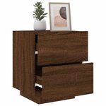 vidaXL Armoire de chevet et lumières LED chêne marron bois ingénierie