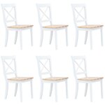 vidaXL Chaises à manger lot de 6 blanc et bois clair bois hévéa massif