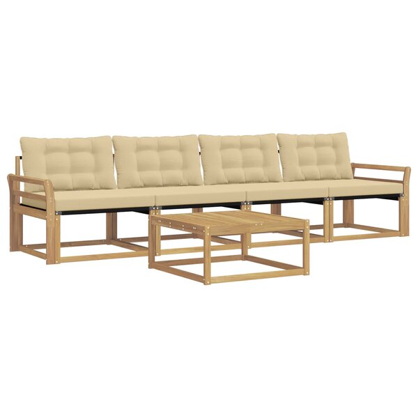 vidaXL Ensemble de canapés d'extérieur 5 pc Blanc et Beige