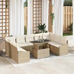 vidaXL Ensemble de canapé de jardin avec coussin 10 Pièces beige et crème